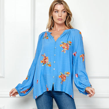 EMBROIDERED PAPAYA WOVEN BLOUSE